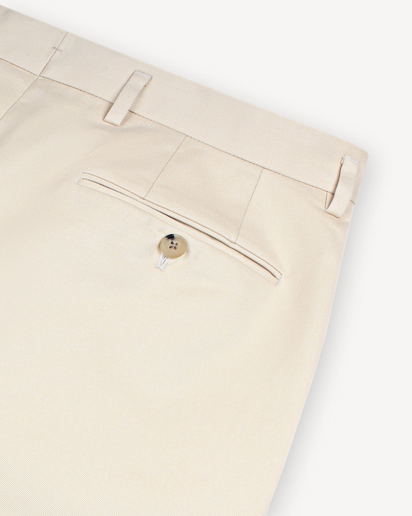 Cream Double Pleat Cotton Drill Trousers with horn buttons