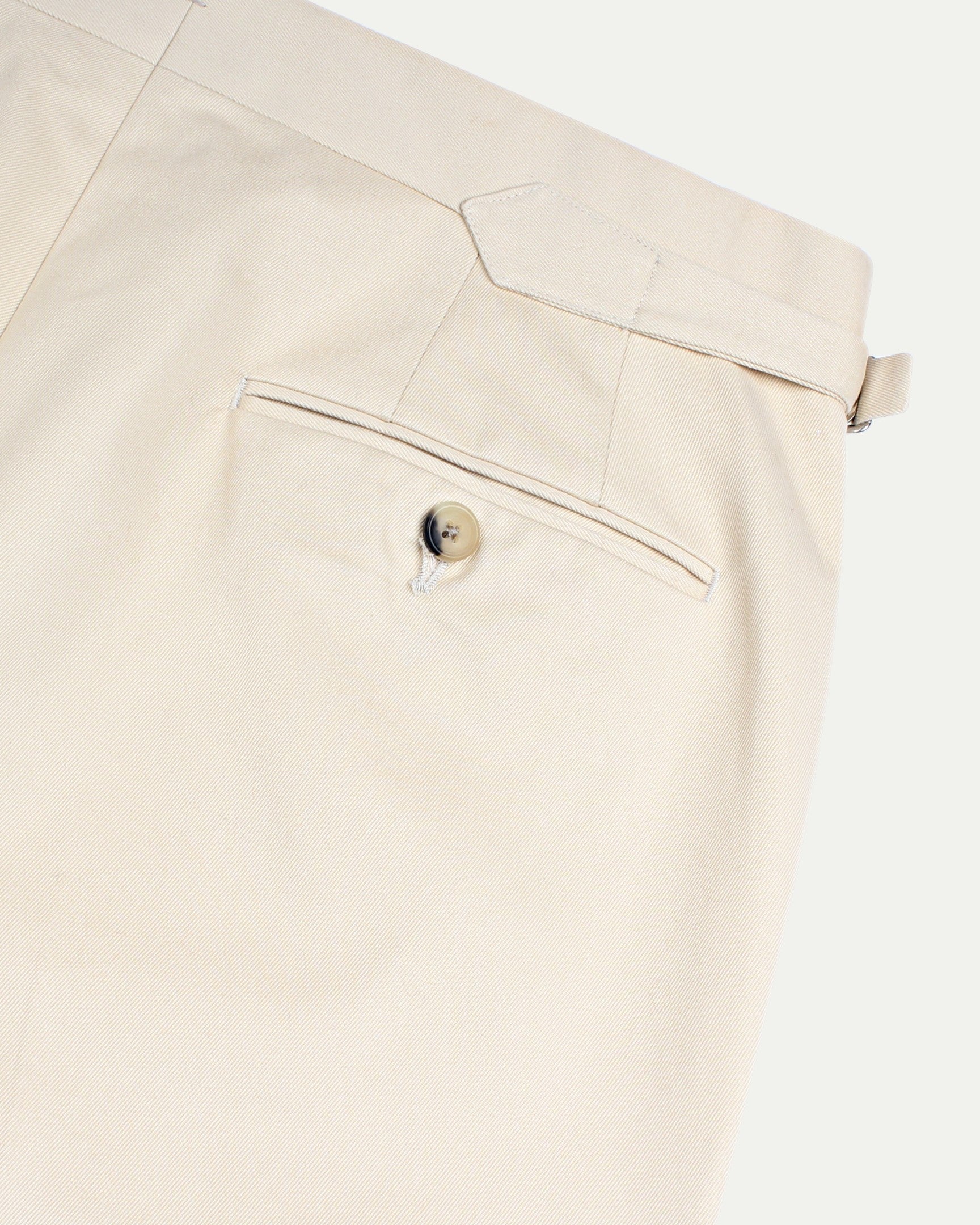 Made-To-Order Trousers in Cream Cotton Drill