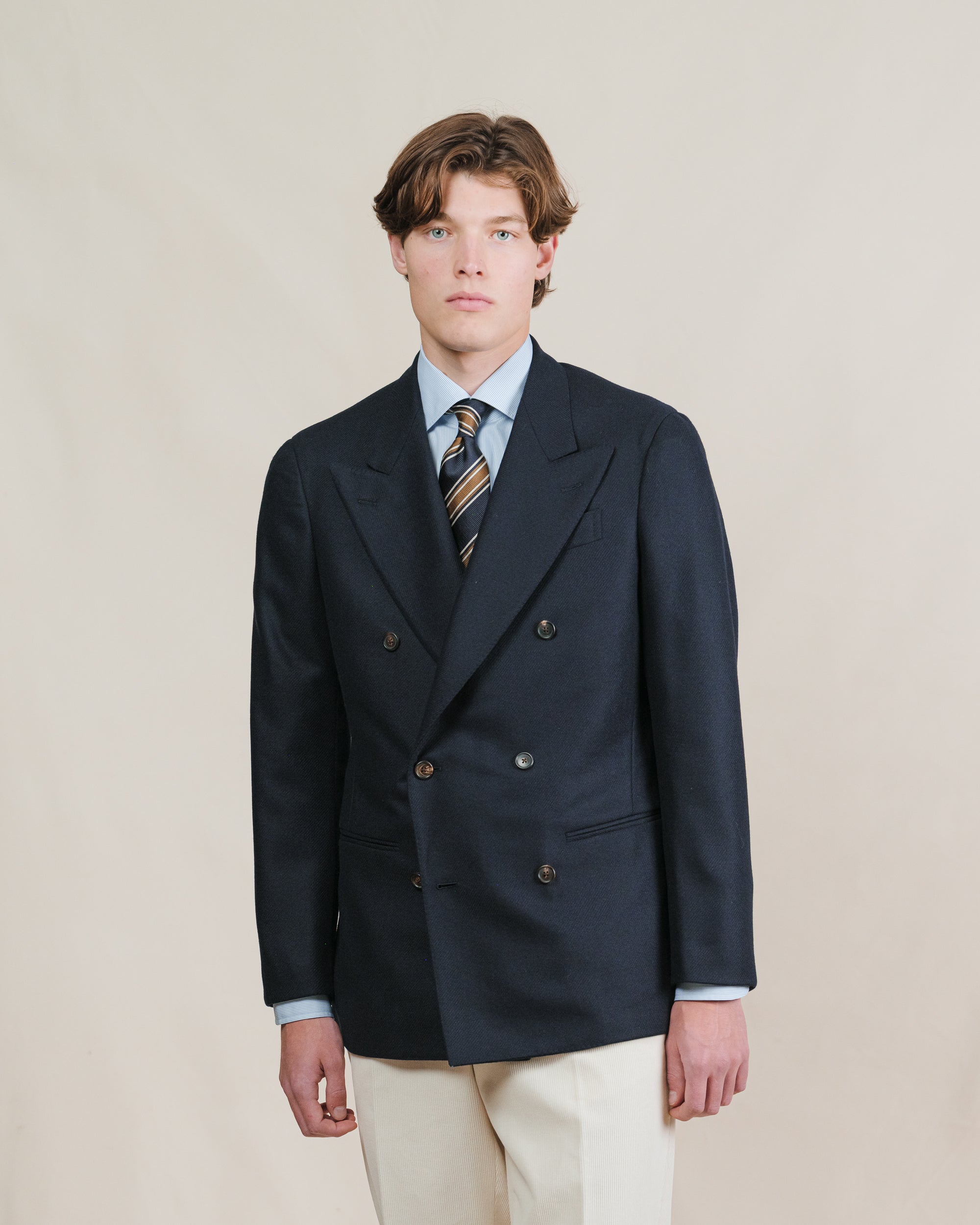 BOWTE　FLANNEL DOUBLE BREASTED COAT Navy Flannel Double Breasted Sport Coat | Besnard