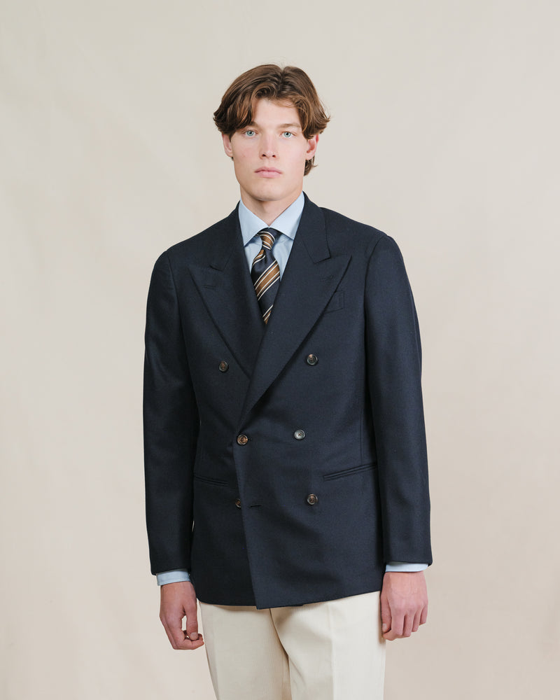 Marineblauw Double Breasted Flanel Jasje