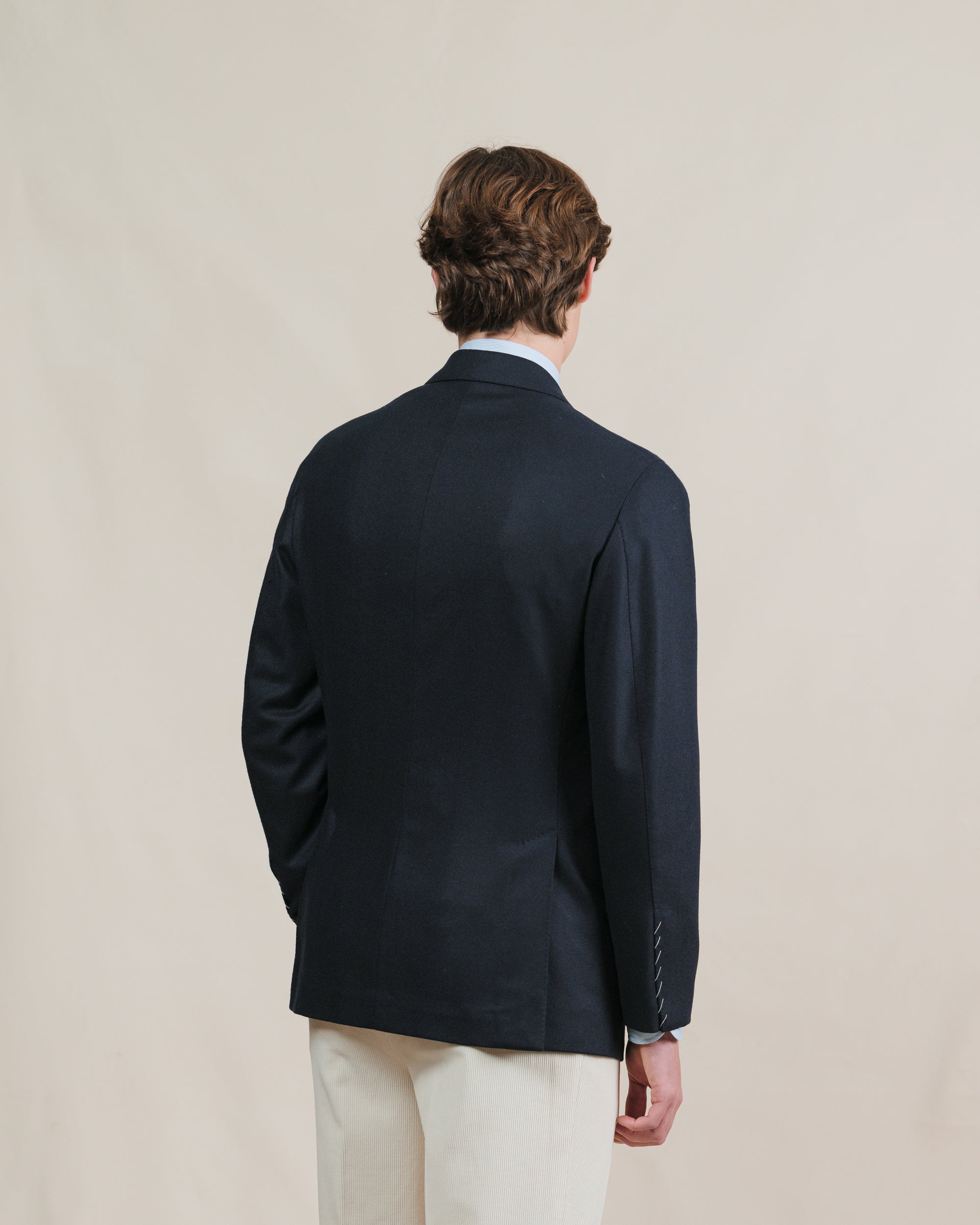 Navy Flannel Double Breasted Sport Coat