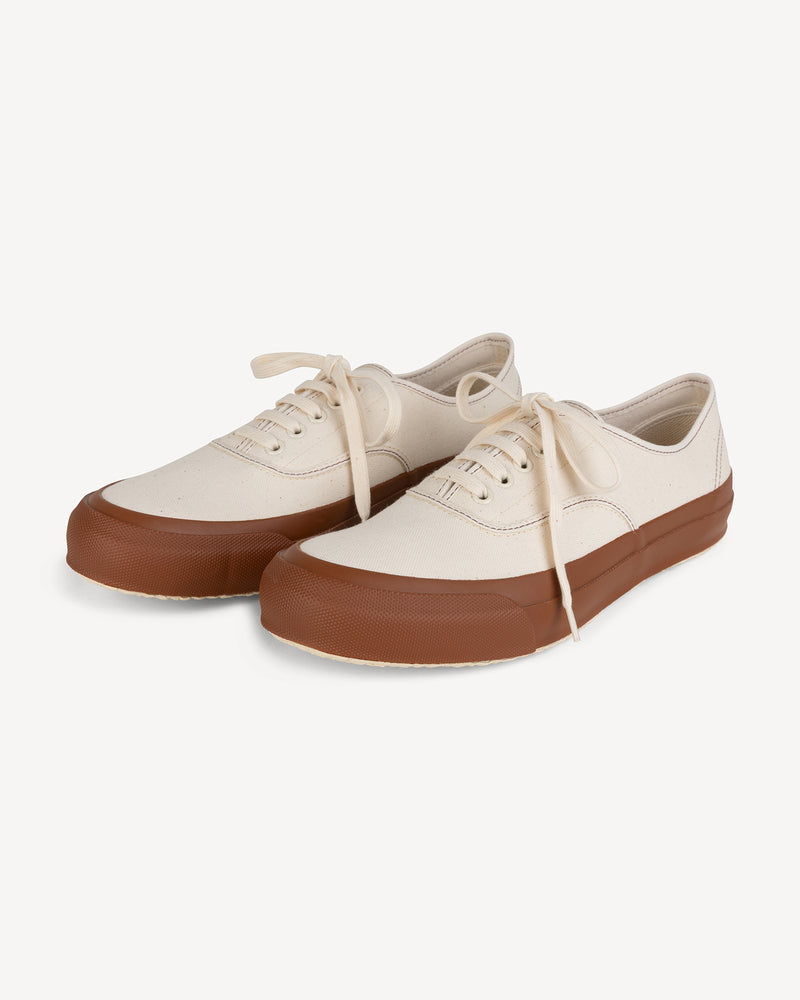 Doek ecru/baksteen canvas tennissneakers