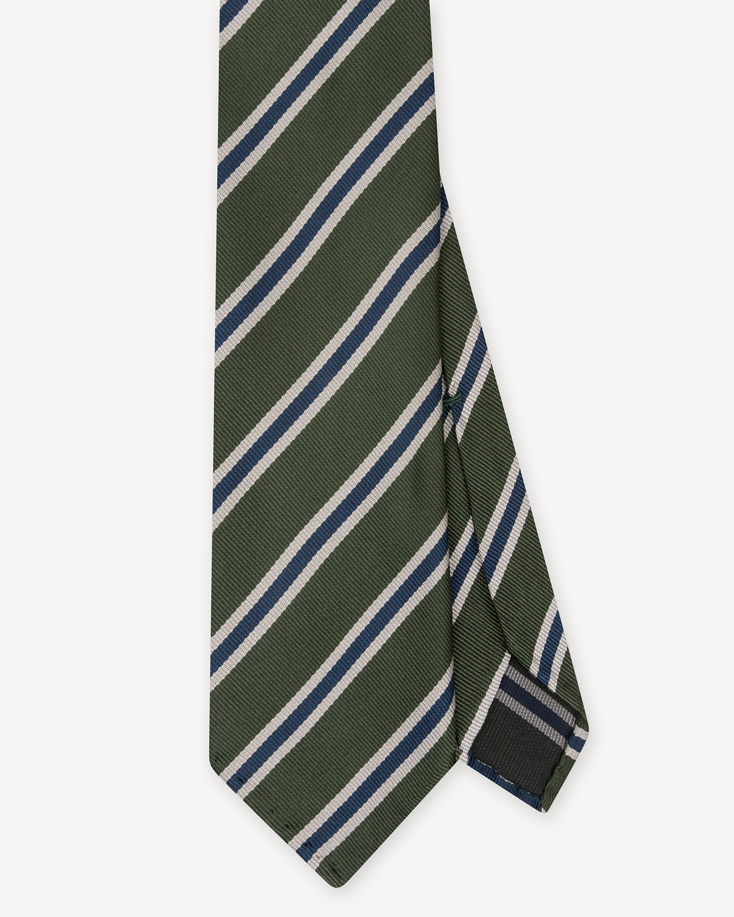 Green, Tan and Navy Regimental Stripe Repp Tie