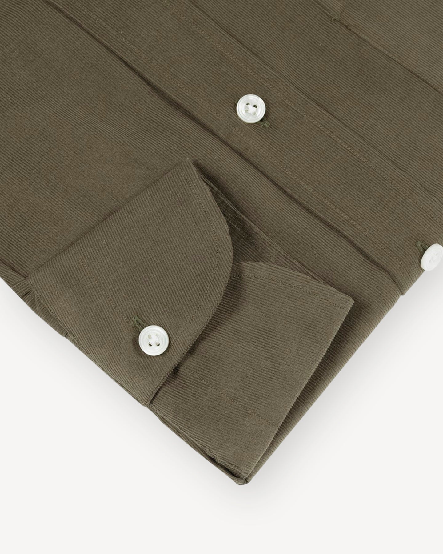 Olive Green Fine Wale Corduroy Shirt with single cuffs