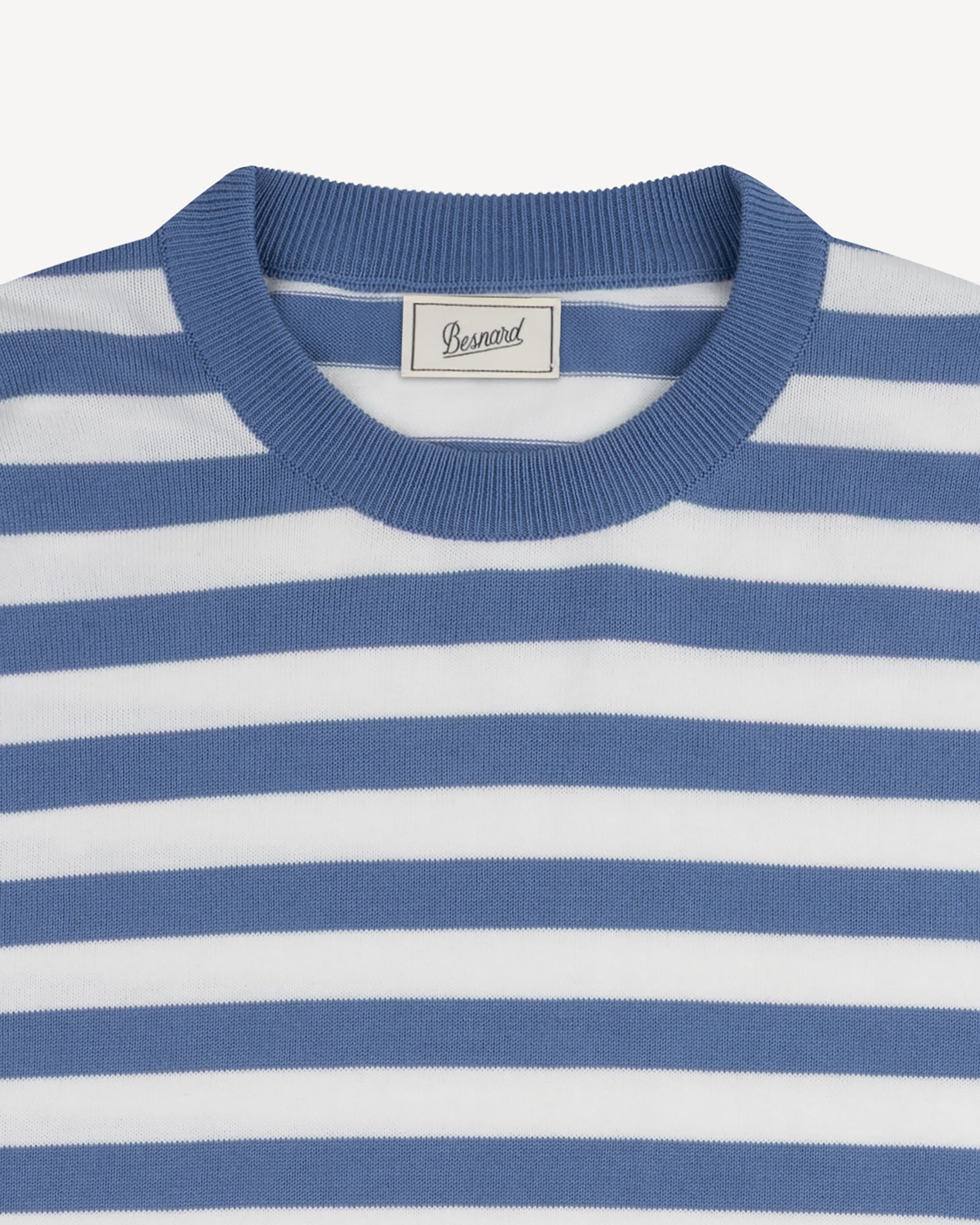 Blue White Stripe Knitted T-Shirt