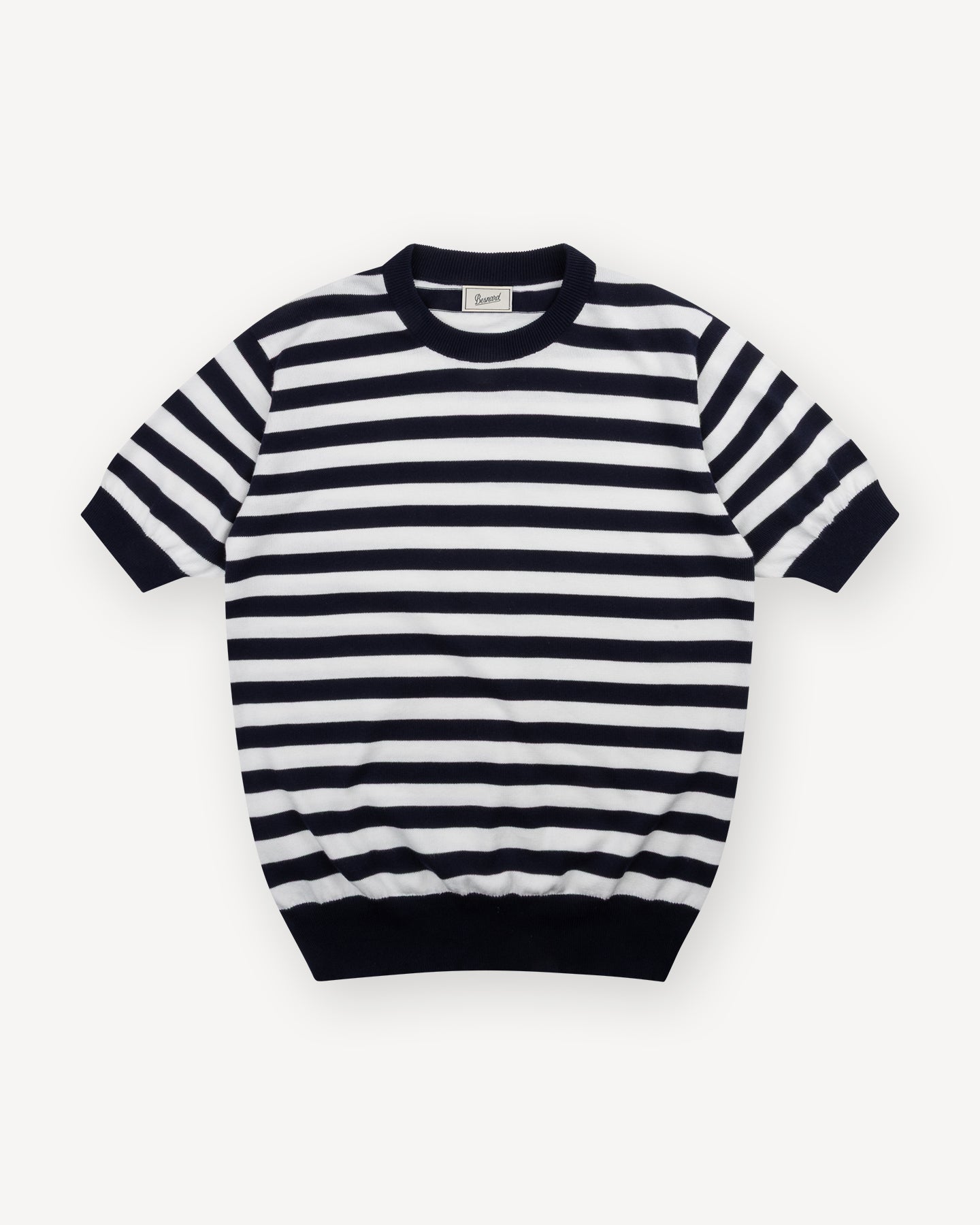 Navy White Stripe Knitted T-Shirt