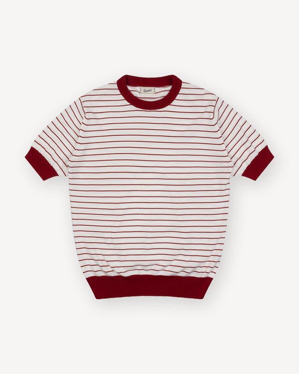 White Red Breton Stripe Knitted T-Shirt
