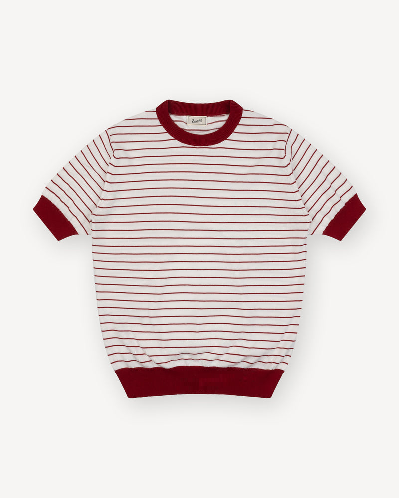 White Red Breton Stripe Knitted T-Shirt