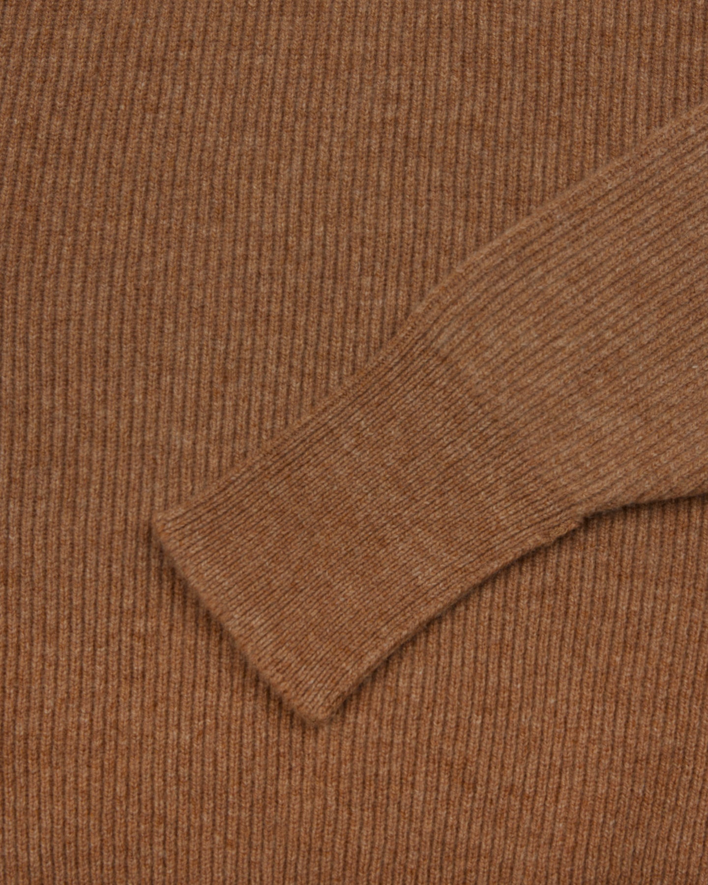 Camel Lambswool Ribbed Sweater with Turnback cuffs
