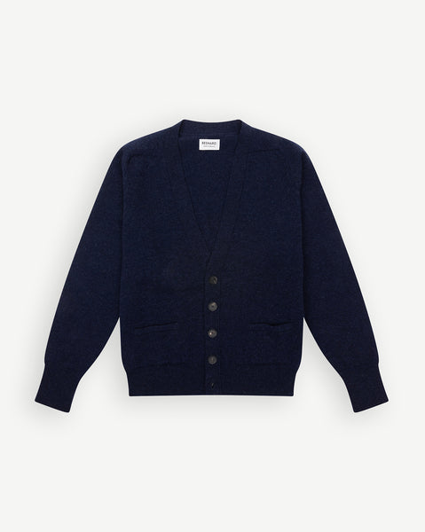 Dark Blue Cardigan in Lambswool | Made in Scotland | Besnard