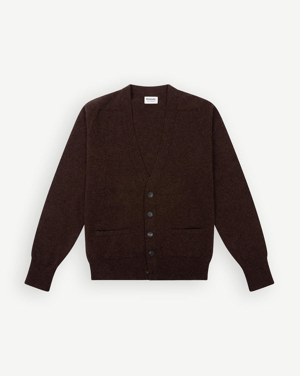 Dark Brown Lambswool Cardigan
