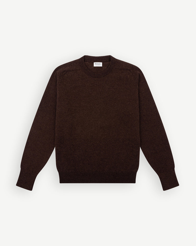 Donkerbruine Wollen Crew Neck Trui