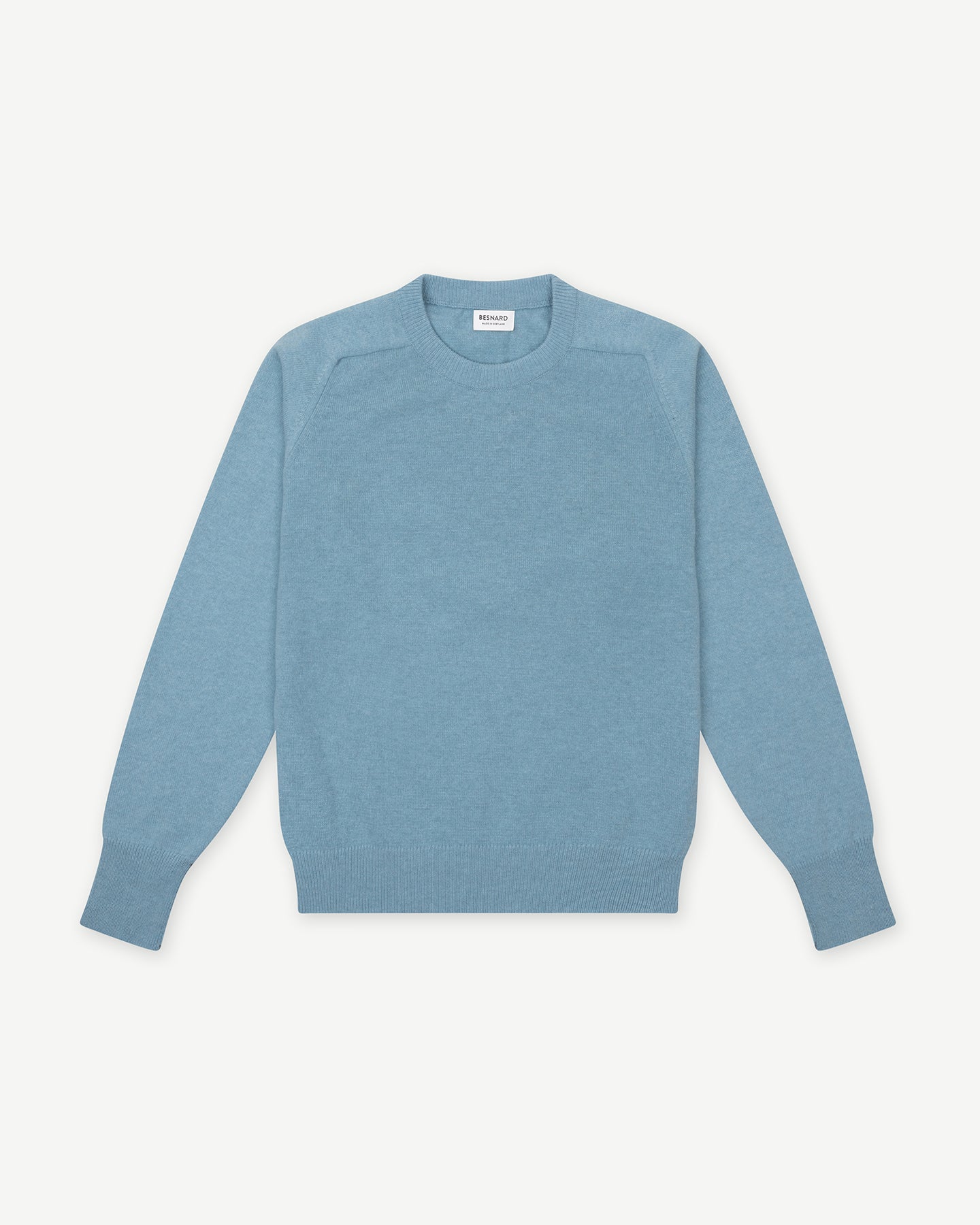 Light blue lambswool crew neck sweater