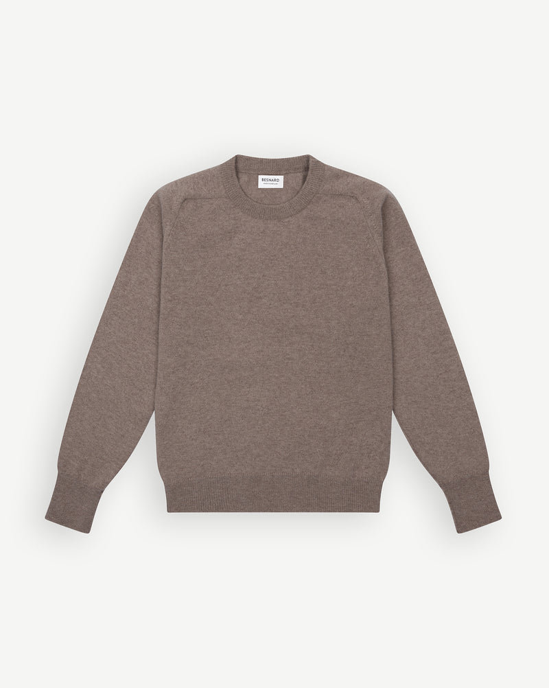 Lichtbruine Wollen Crew Neck Trui