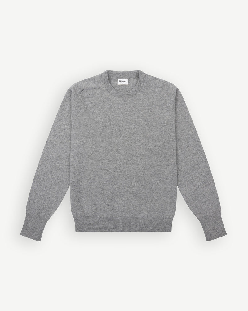 Lichtgrijze Wollen Crew Neck Trui