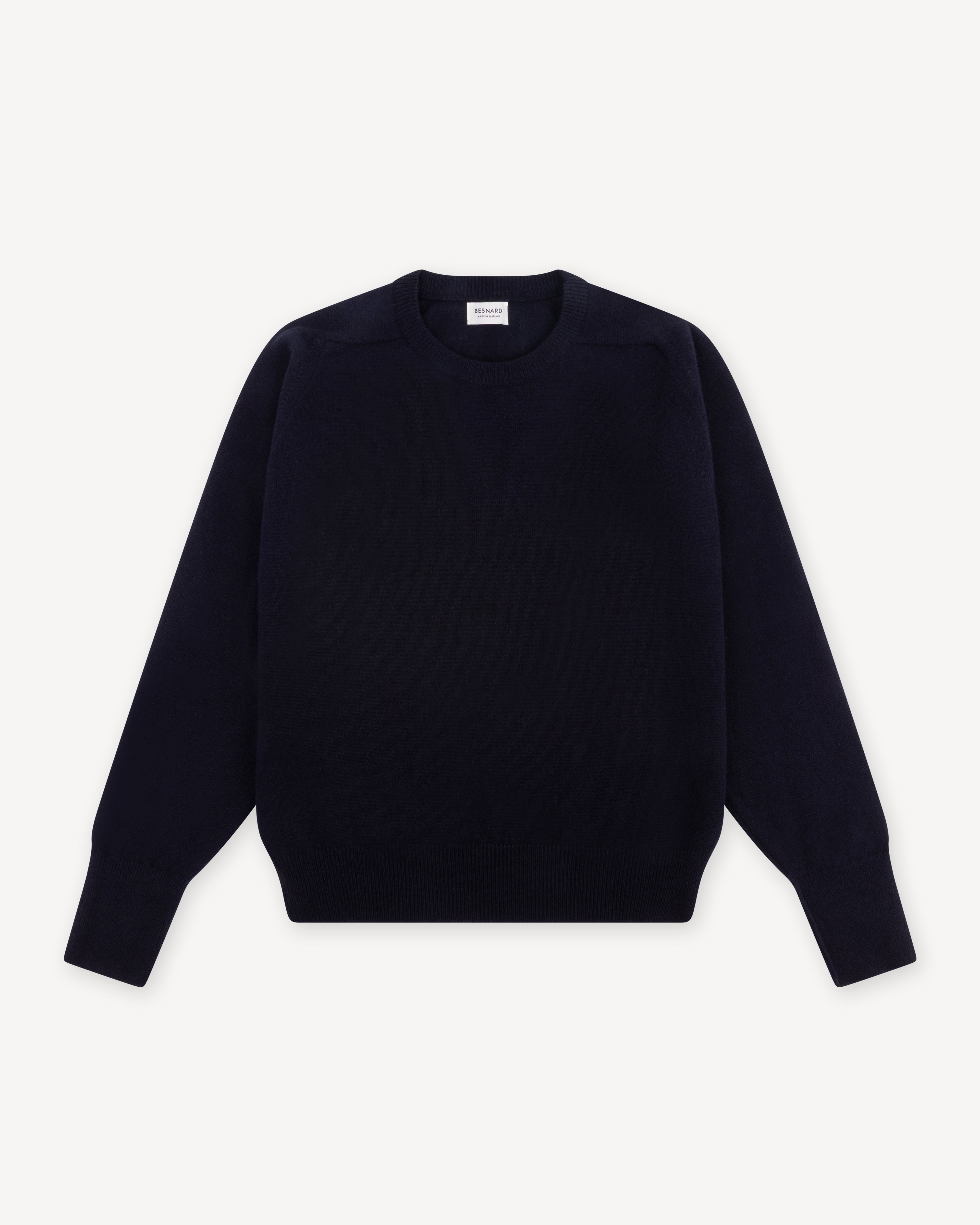 Navy lambswool crew neck sweater
