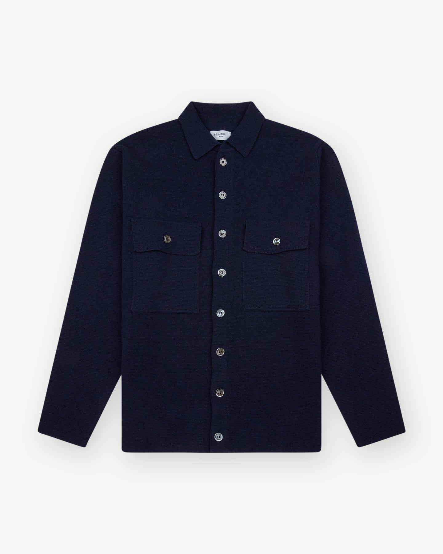 Navy Wool Cashmere Two Pocket Overshirt