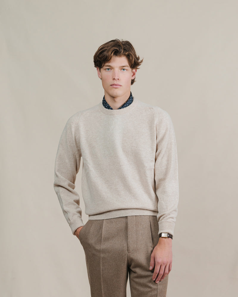 Oatmeal Wollen Crew Neck Trui