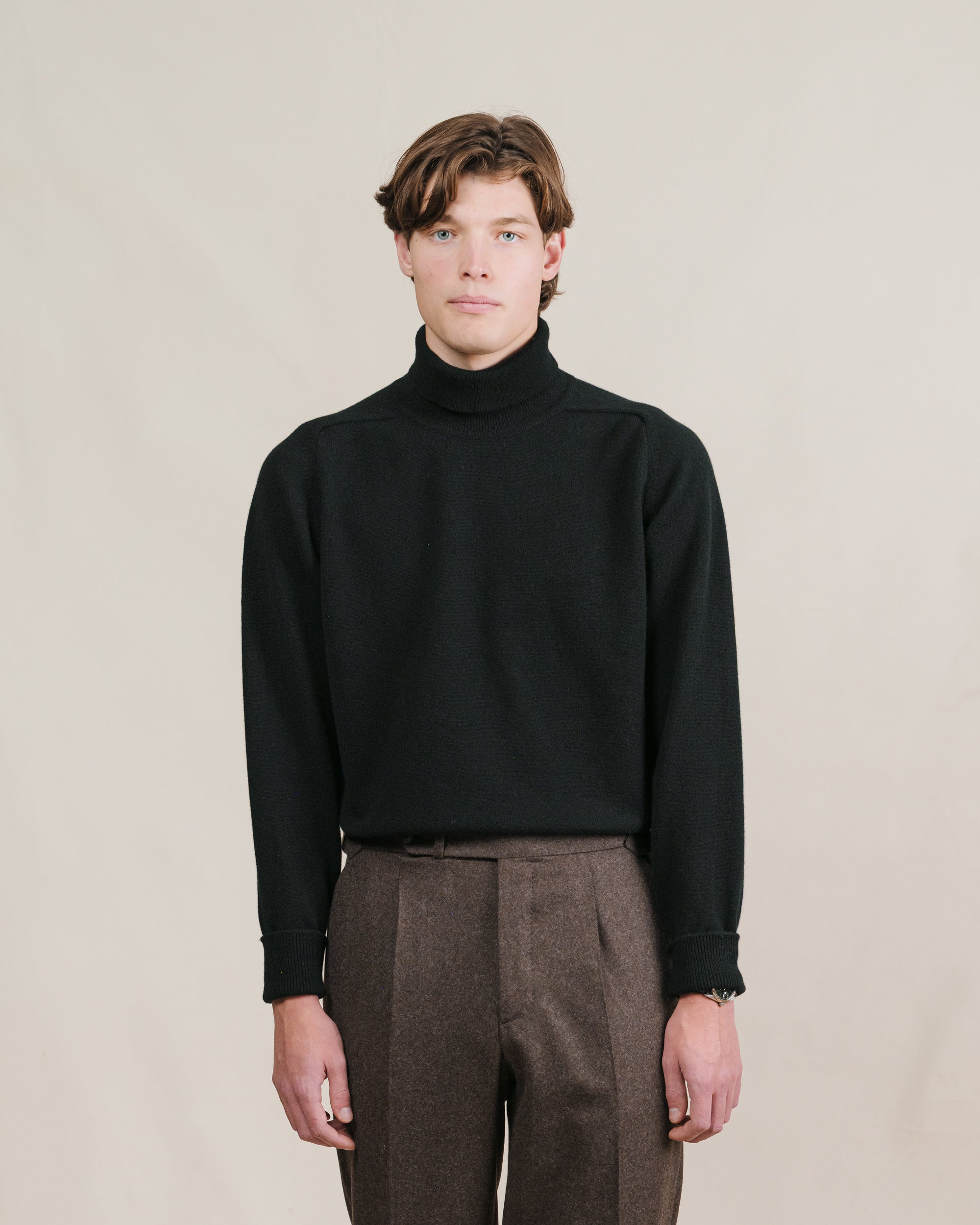 Black Lambswool Roll Neck