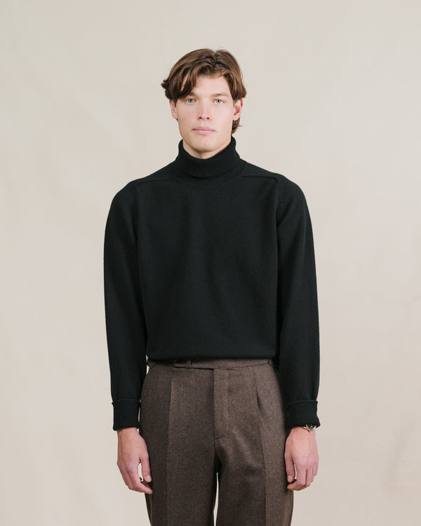 Black Lambswool Roll Neck