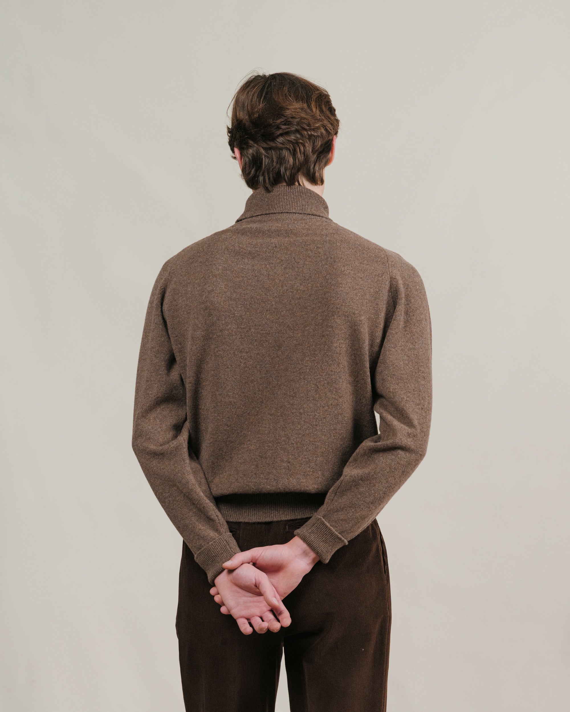 Mocha Lambswool Roll Neck