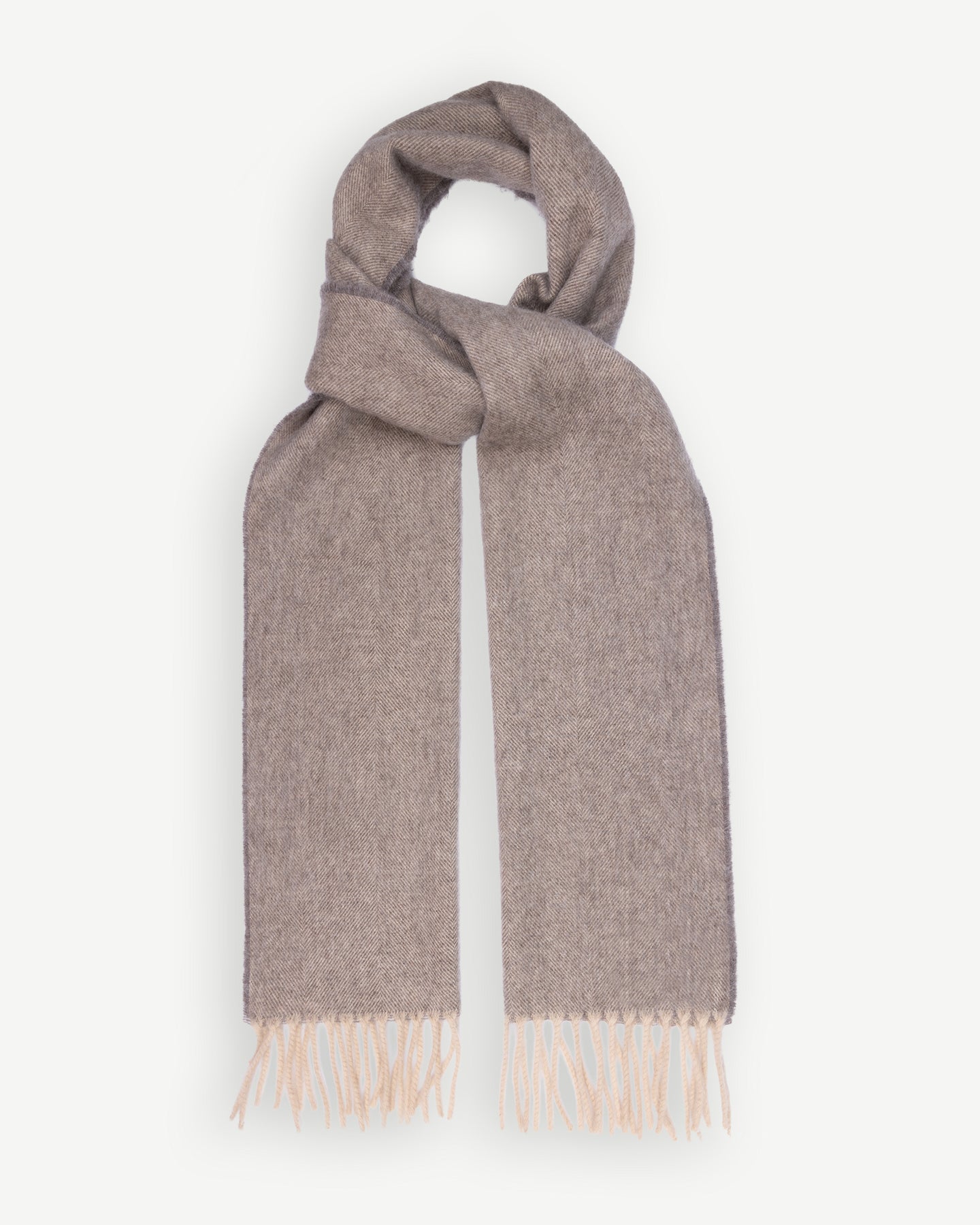 Light Brown Herringbone Cashmere Scarf