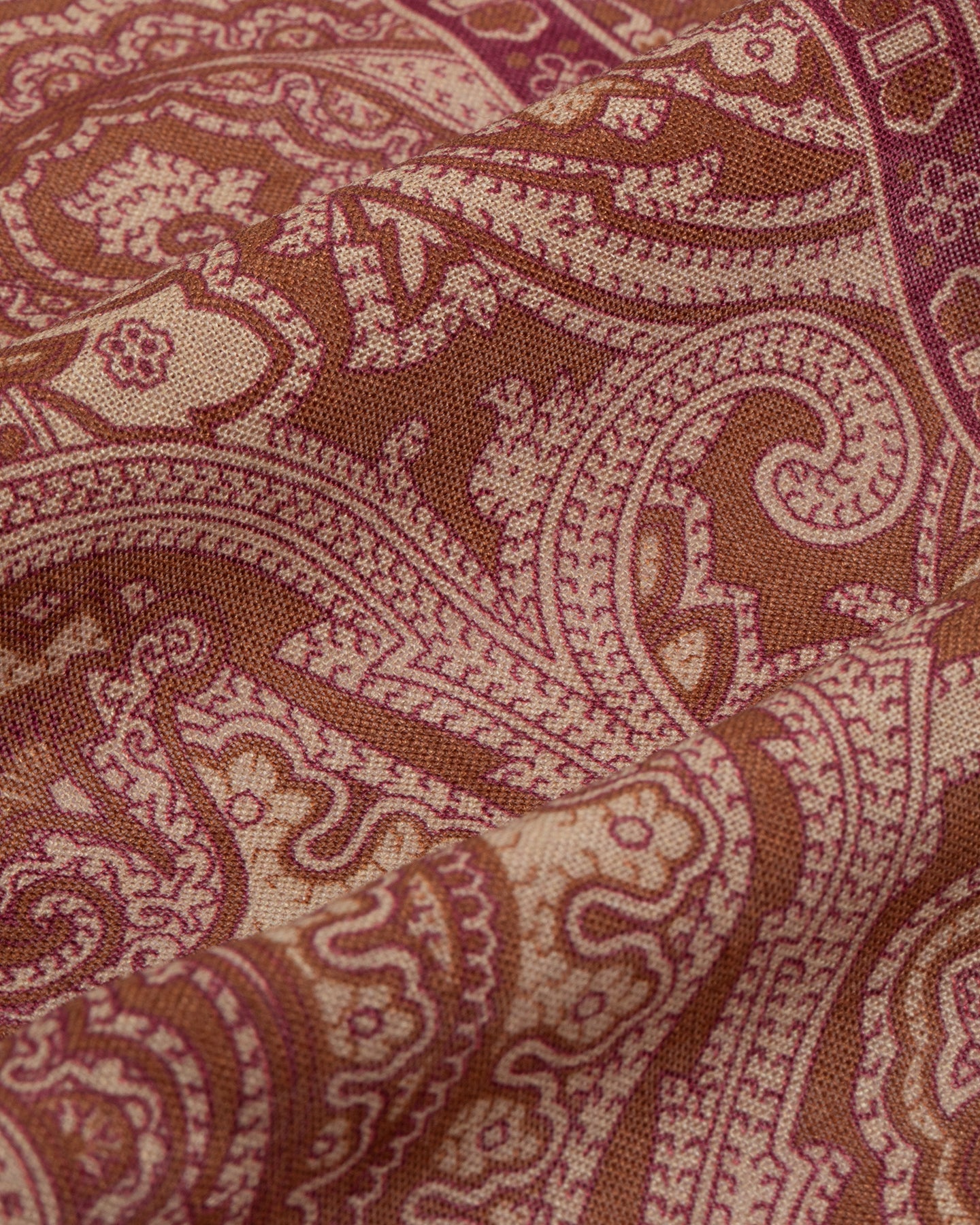 Light brown wool-silk blend with paisley design