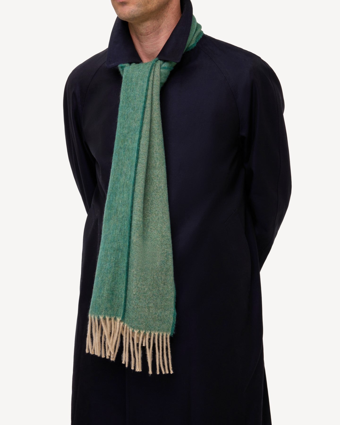 Light Green Herringbone Cashmere Scarf