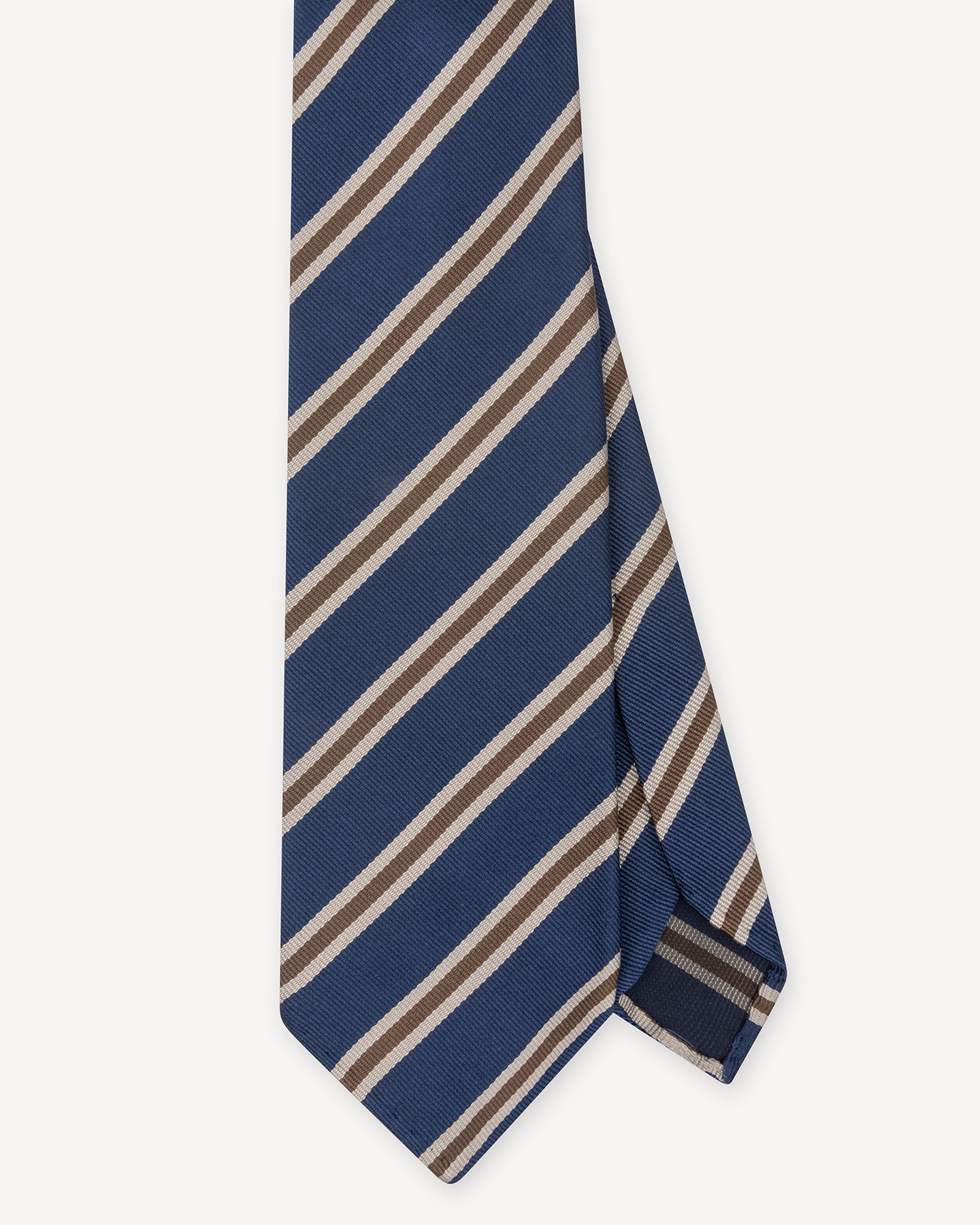 Blue, Tan and Mid Brown Regimental Stripe Repp Tie
