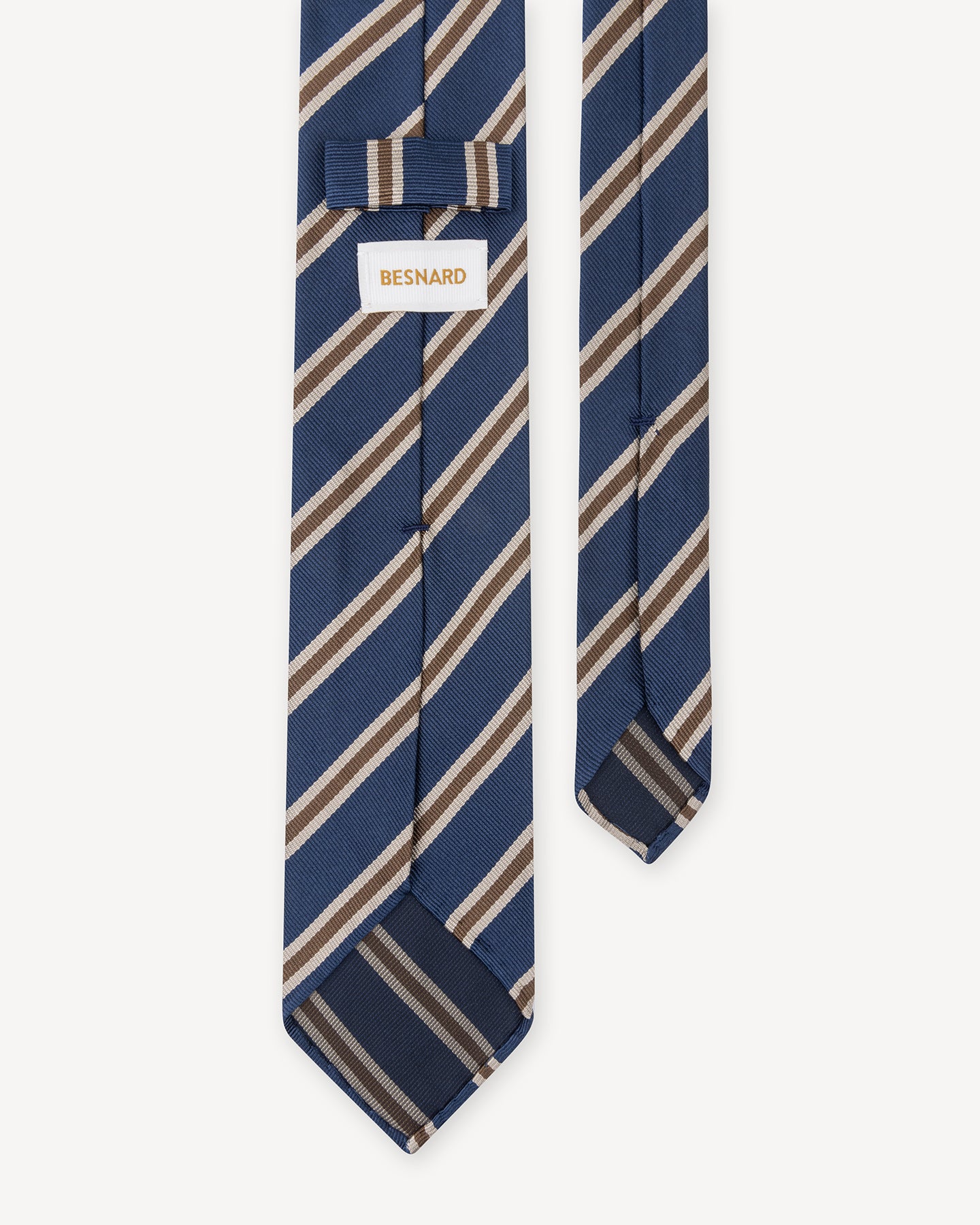 Blue, Tan and Mid Brown Regimental Stripe Repp Tie