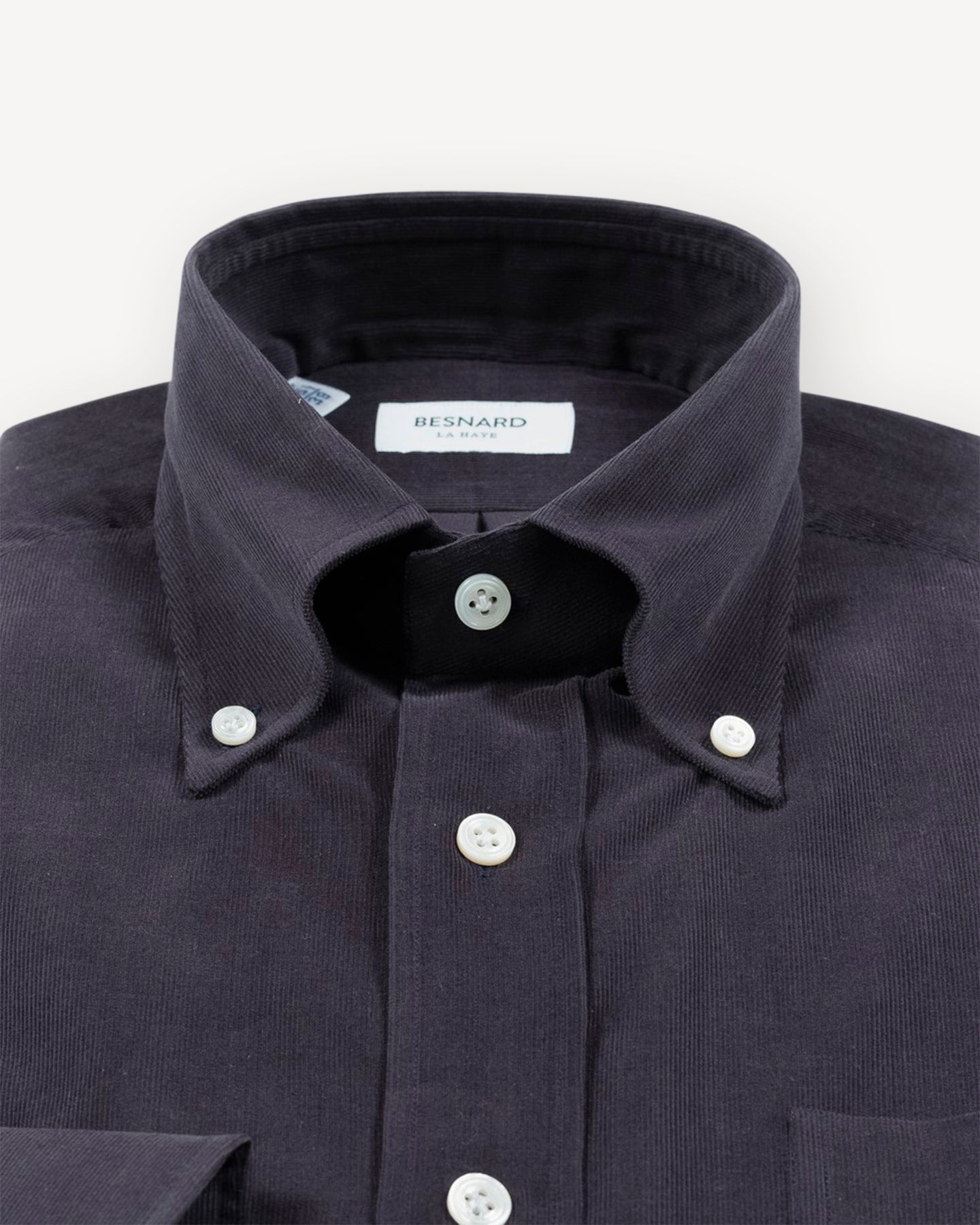 Navy Fine Wale Corduroy Shirt with Button Down collar