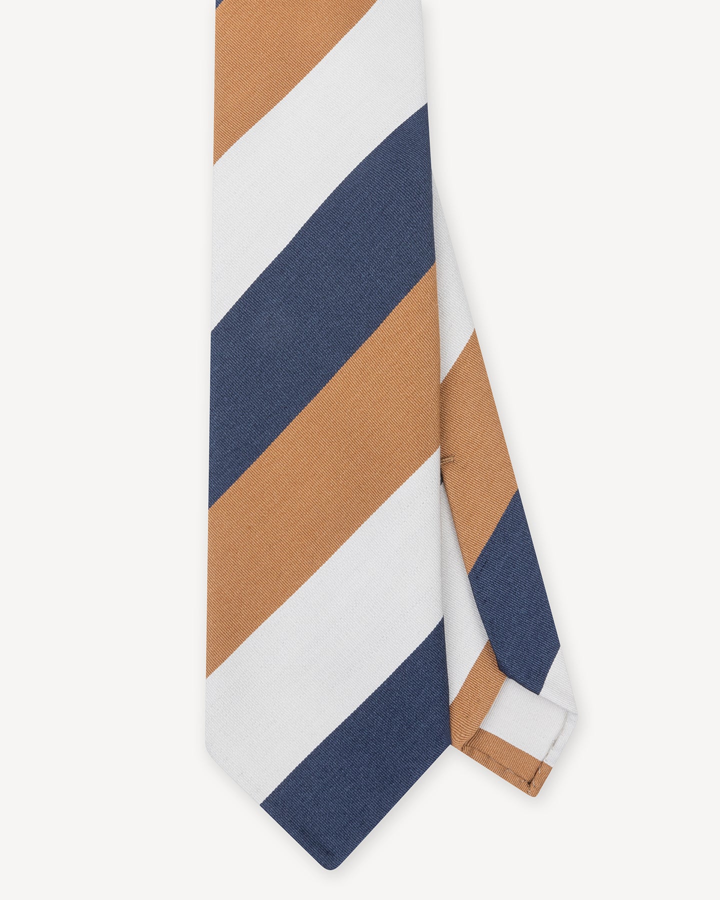 Navy, Cream and Ochre Block Stripe Mogador Tie
