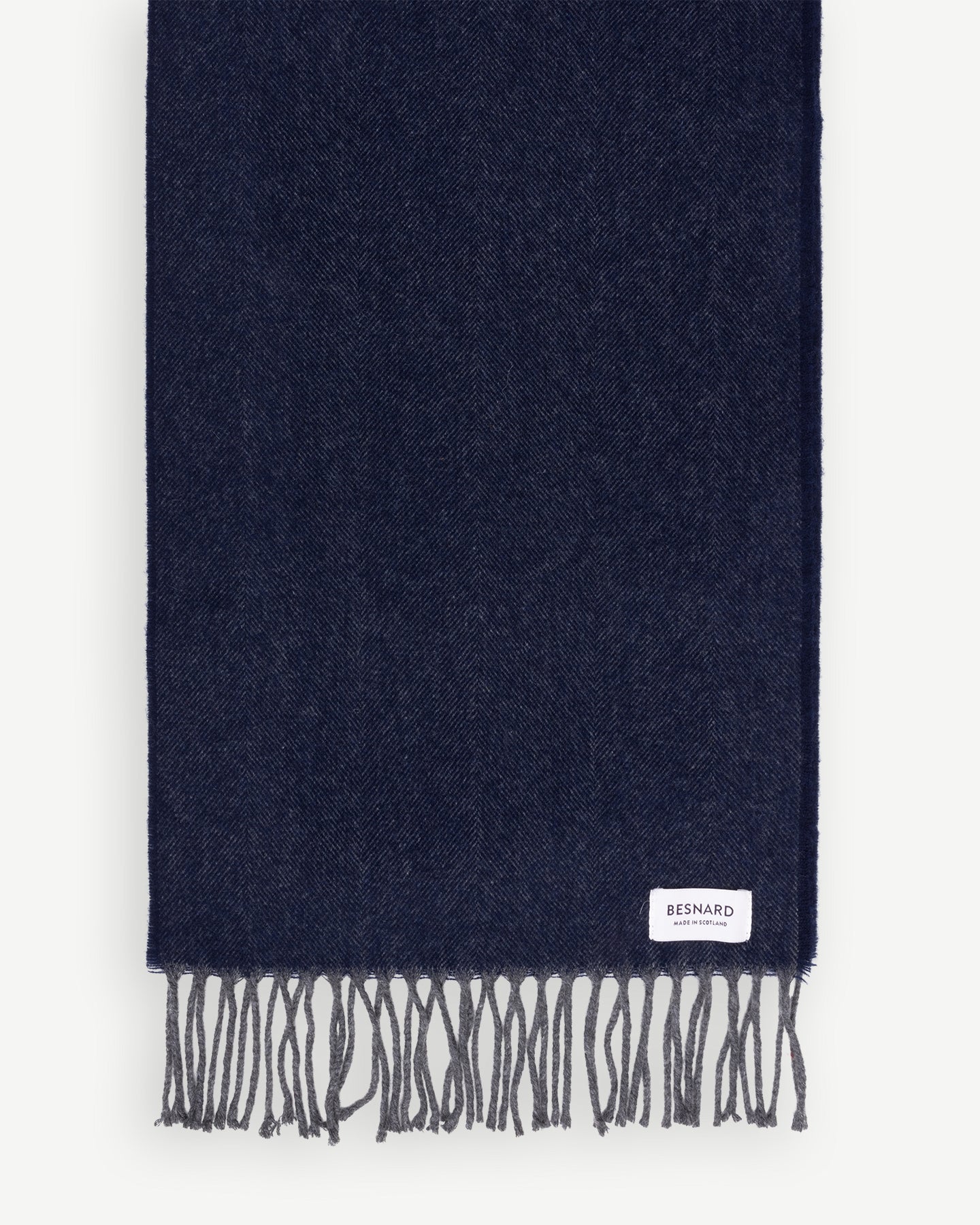 Navy Herringbone Cashmere Scarf