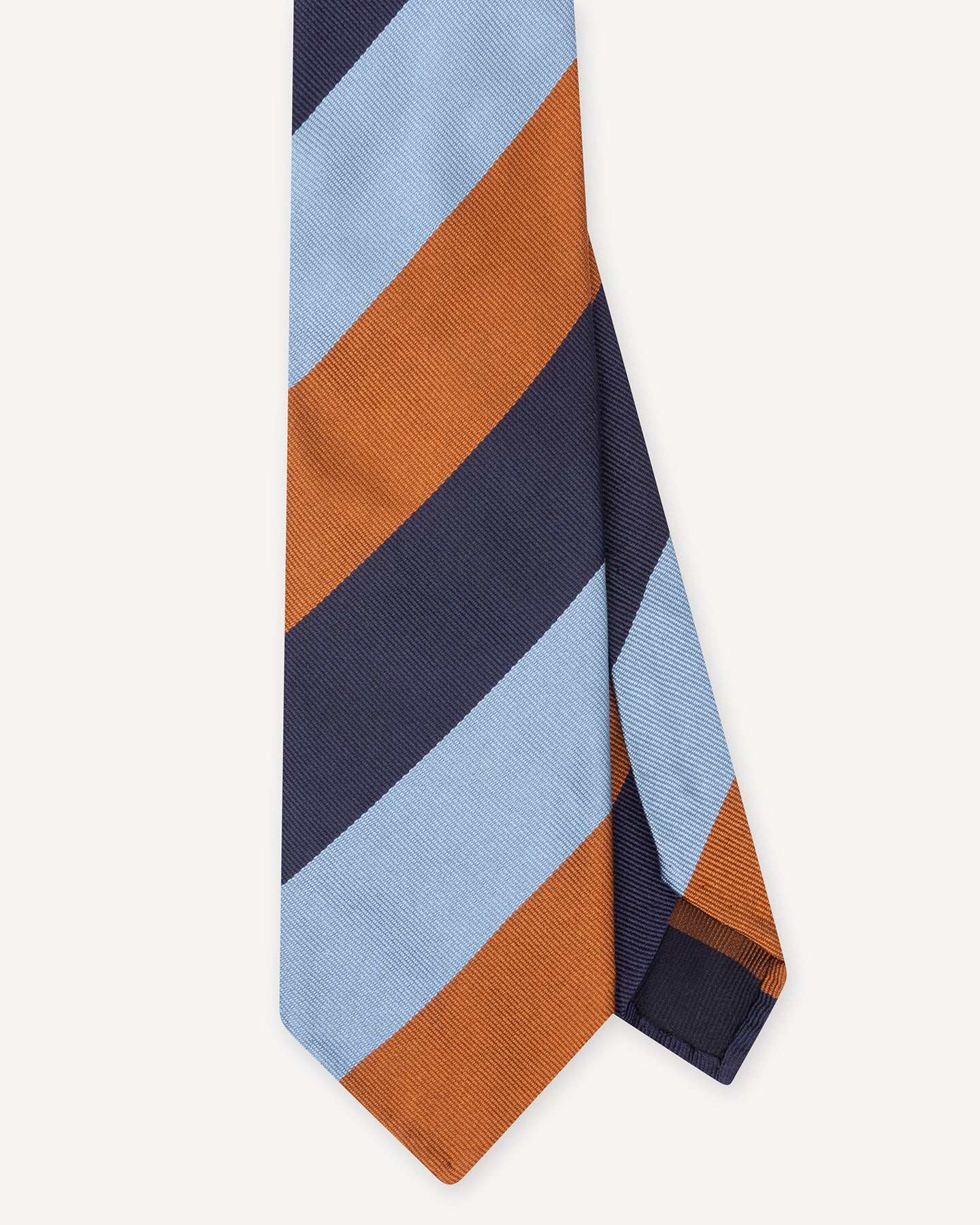 Navy, Blue and Orange Block Stripe Repp Tie