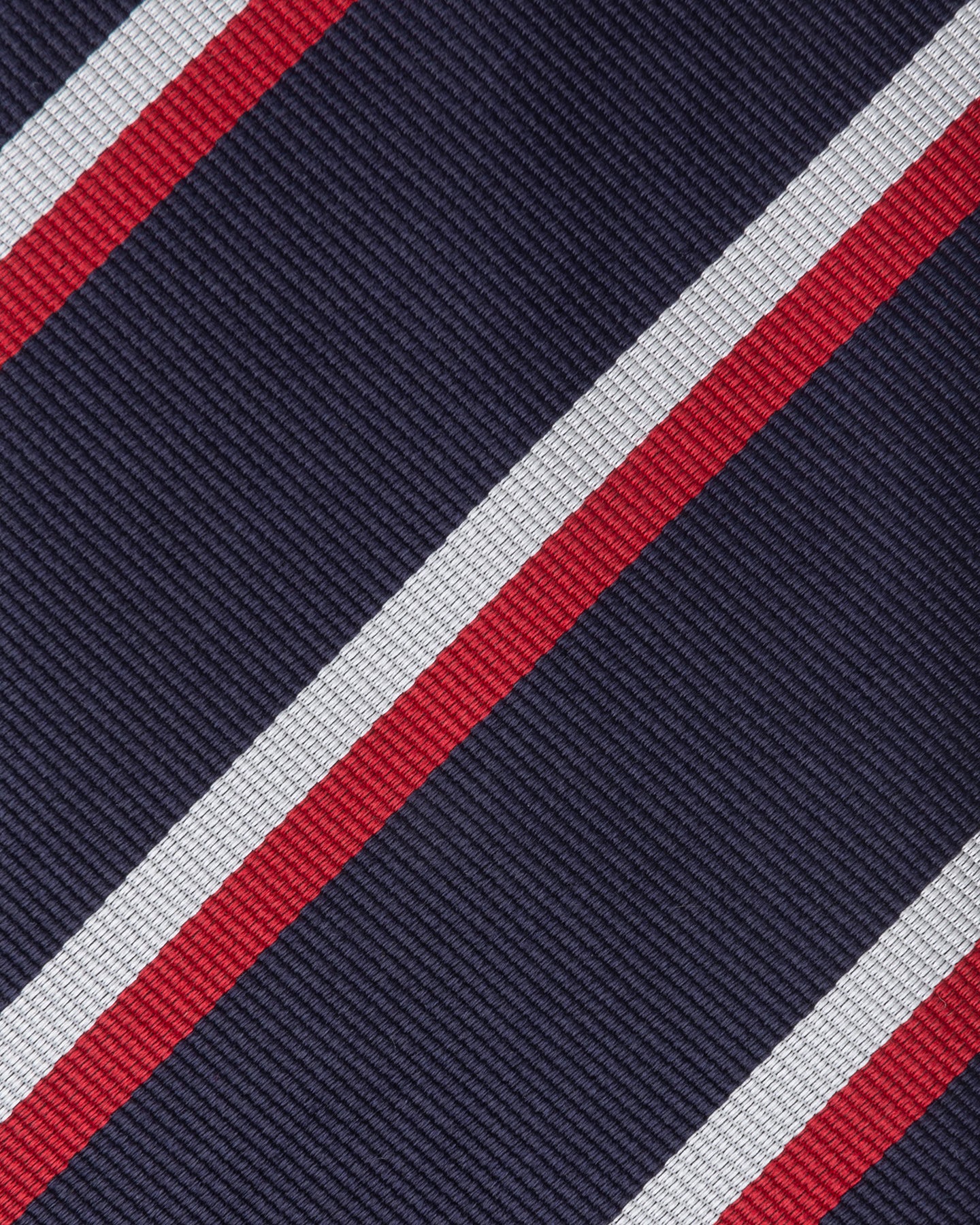 Navy, Red and White Regimental Stripe Repp Tie