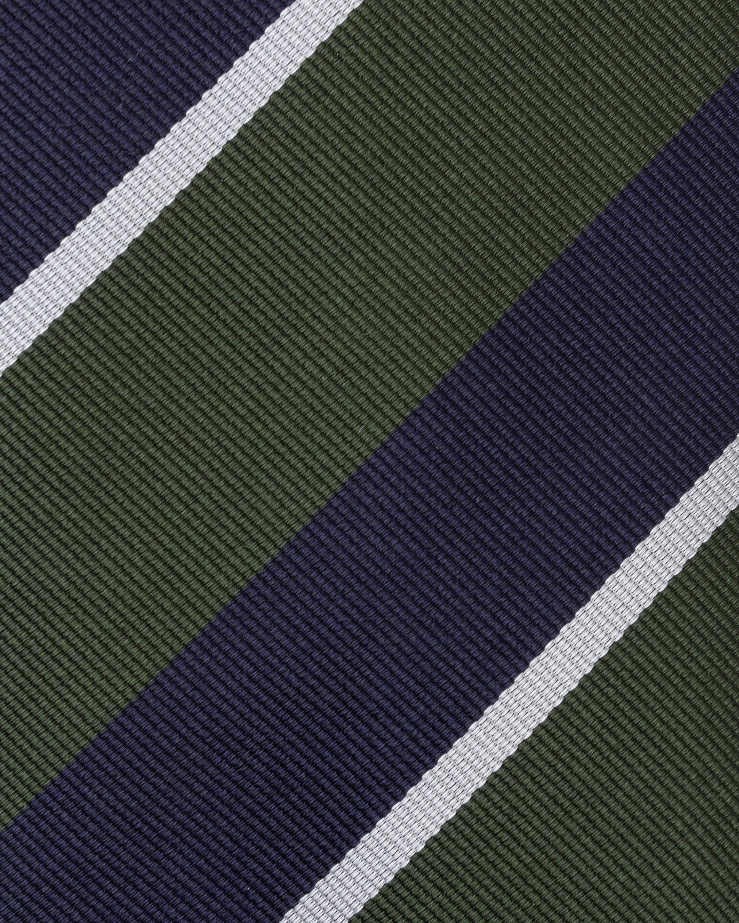 Navy, Green and White Regimental Stripe Repp Tie