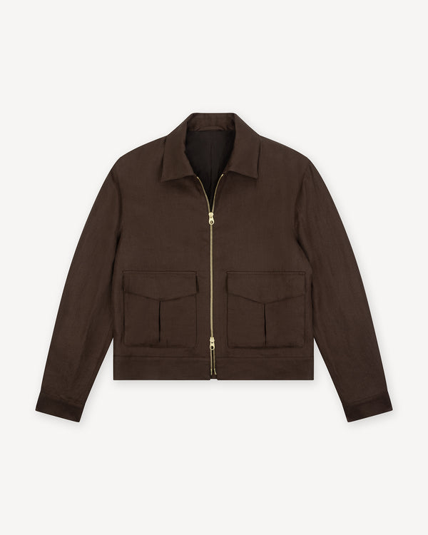 Brown Linen Flight Jacket