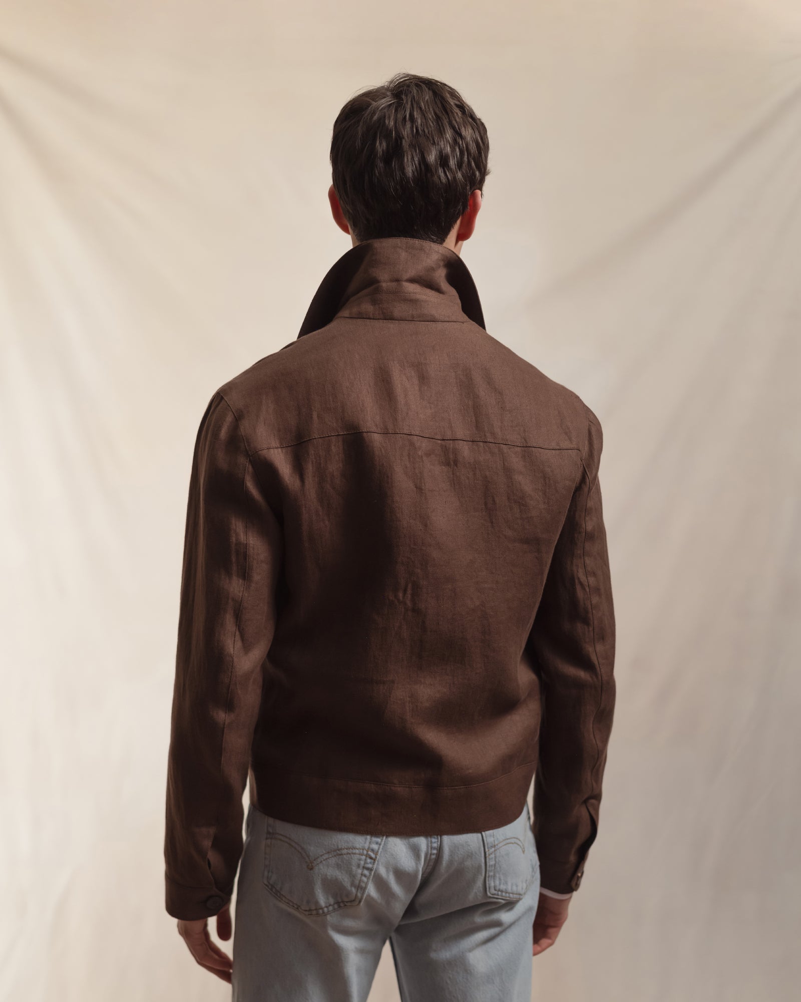 Brown Linen Flight Jacket