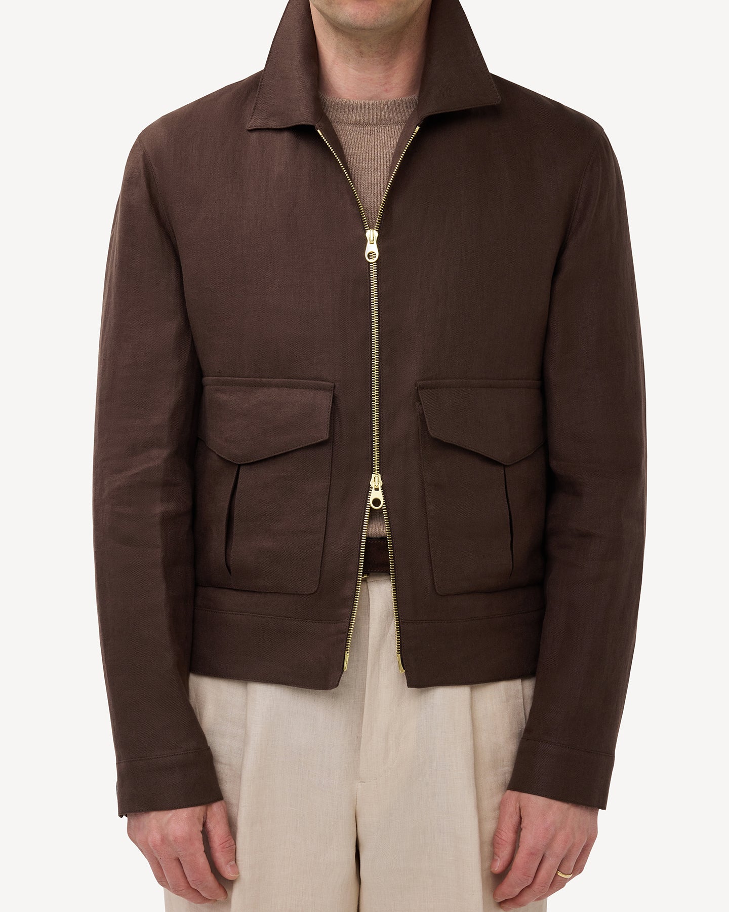Brown Linen Flight Jacket