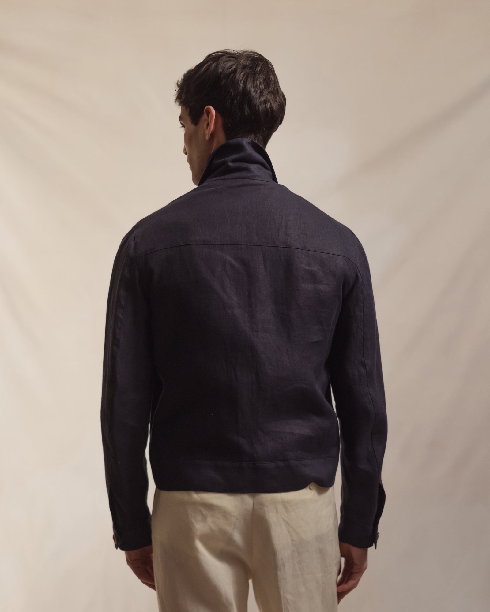 Navy Linen Flight Jacket