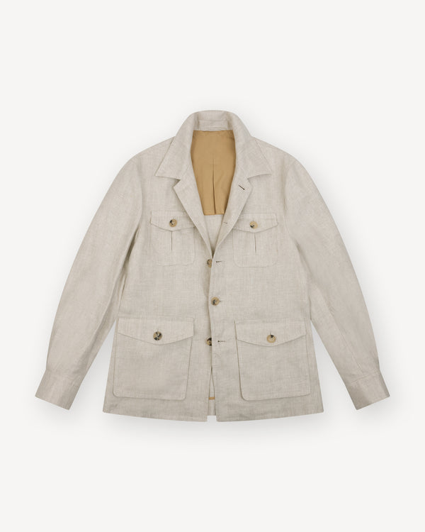 Oatmeal Linen Safari Jacket
