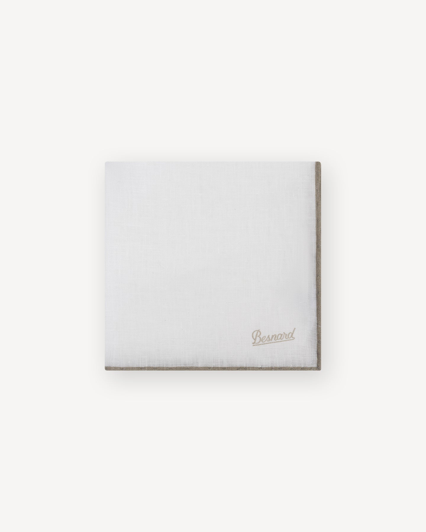 Beige Shoestring Linen Pocket Square