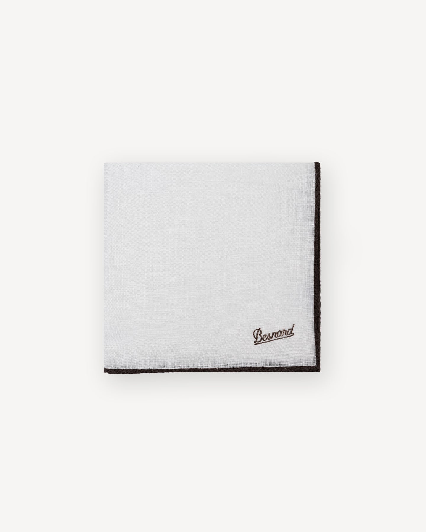 White Brown Shoestring Linen Pocket Square