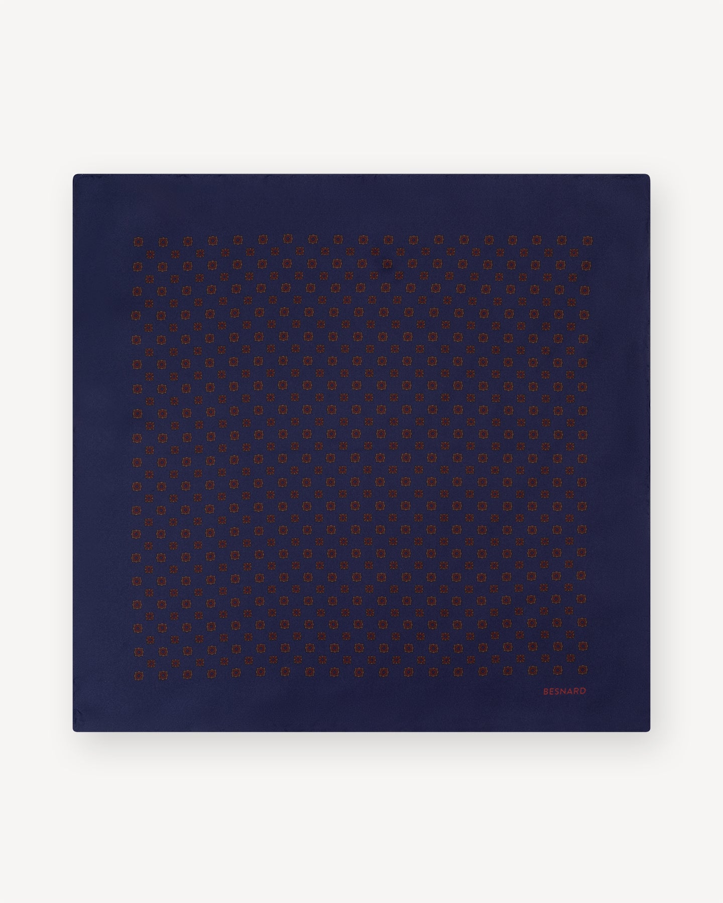 Navy Medallion Silk Pocket Square