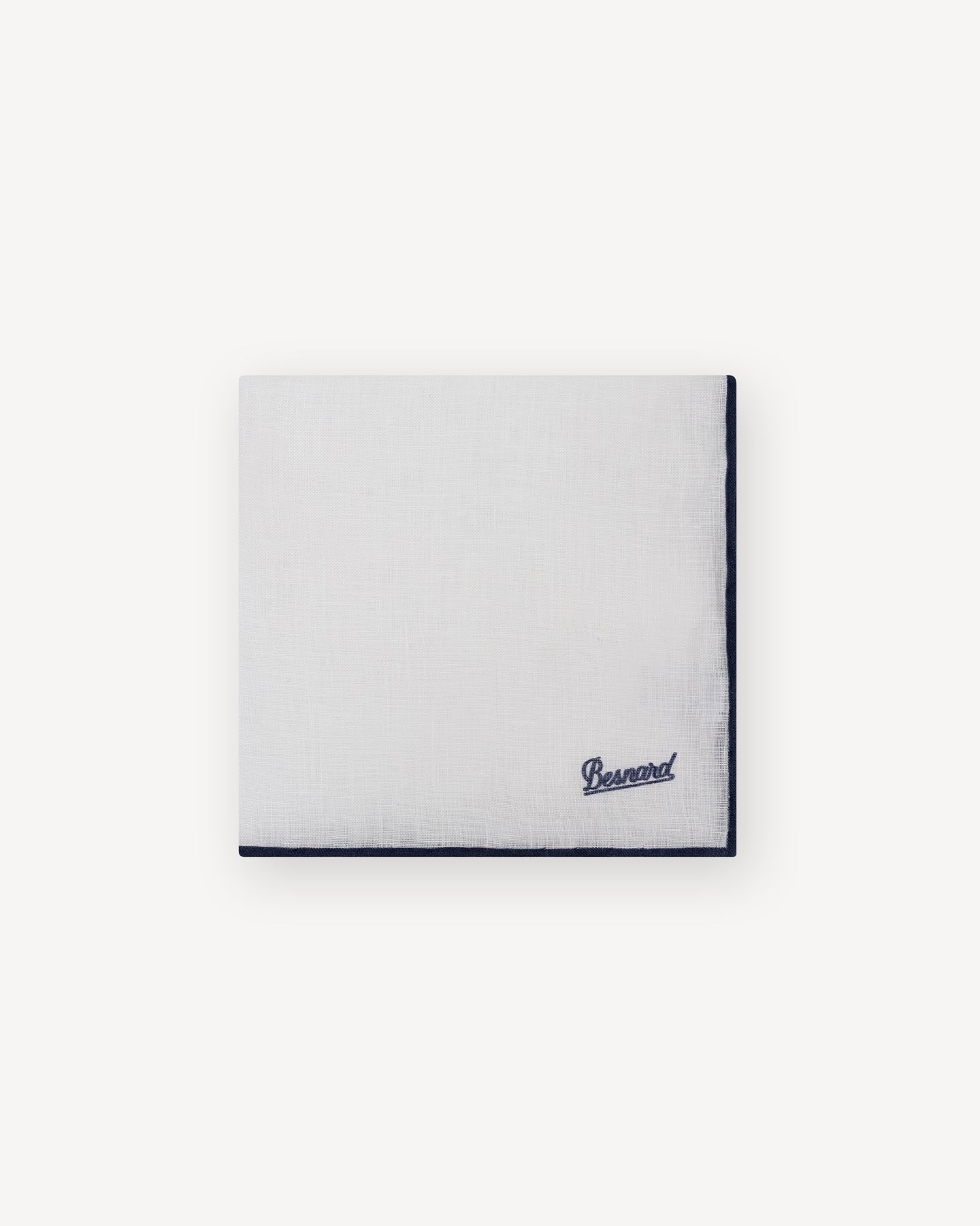 White Navy Shoestring Linen Pocket Square