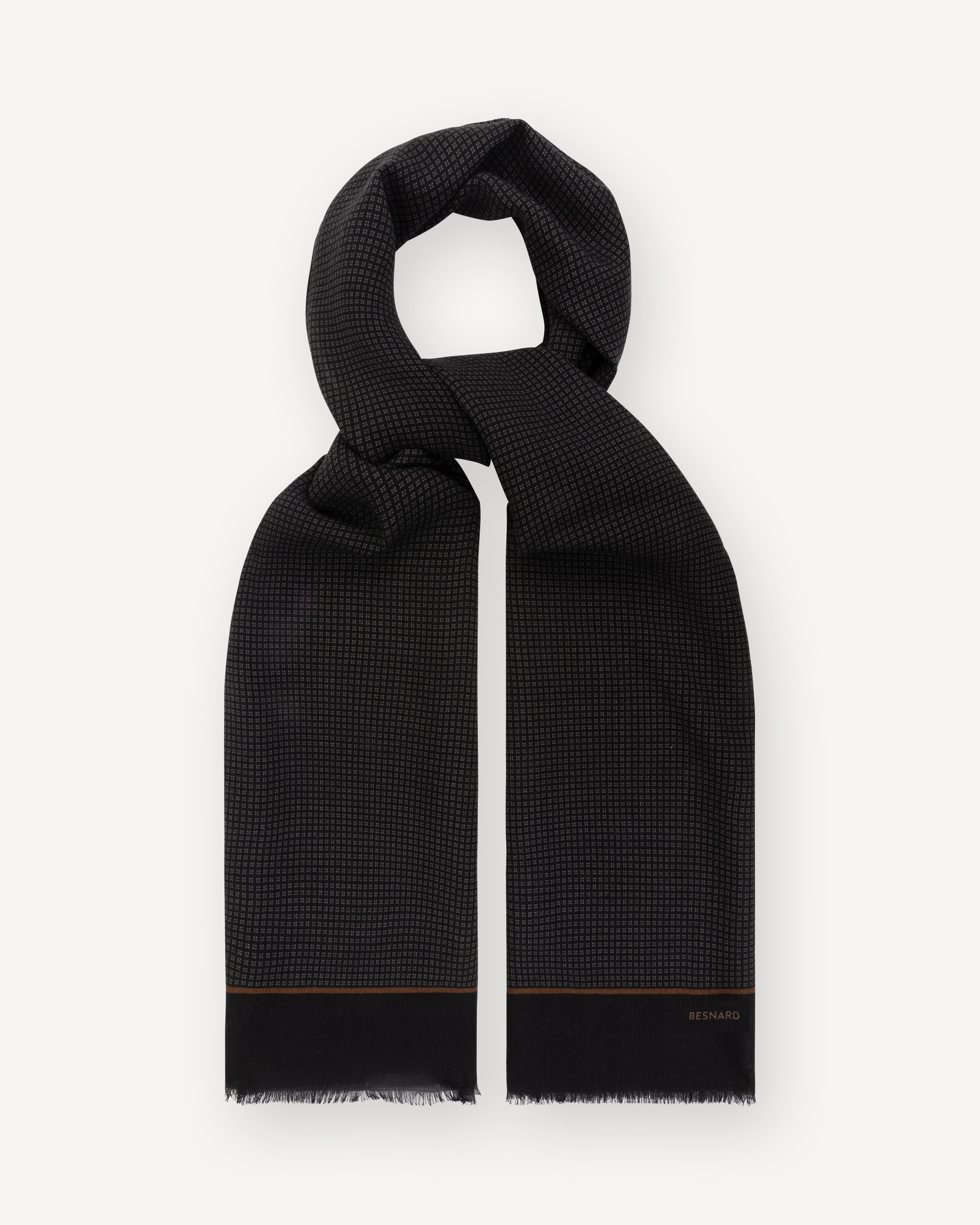 Black Grey Pattern Wool Scarf