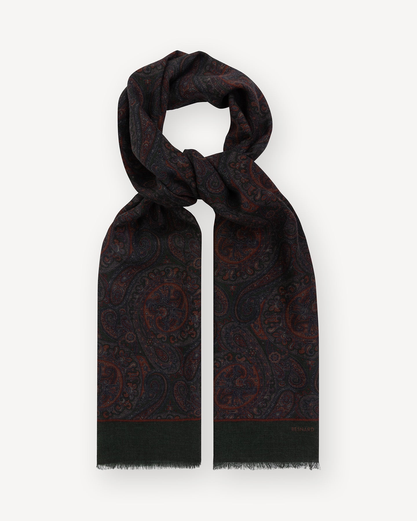Green Paisley Wool Scarf