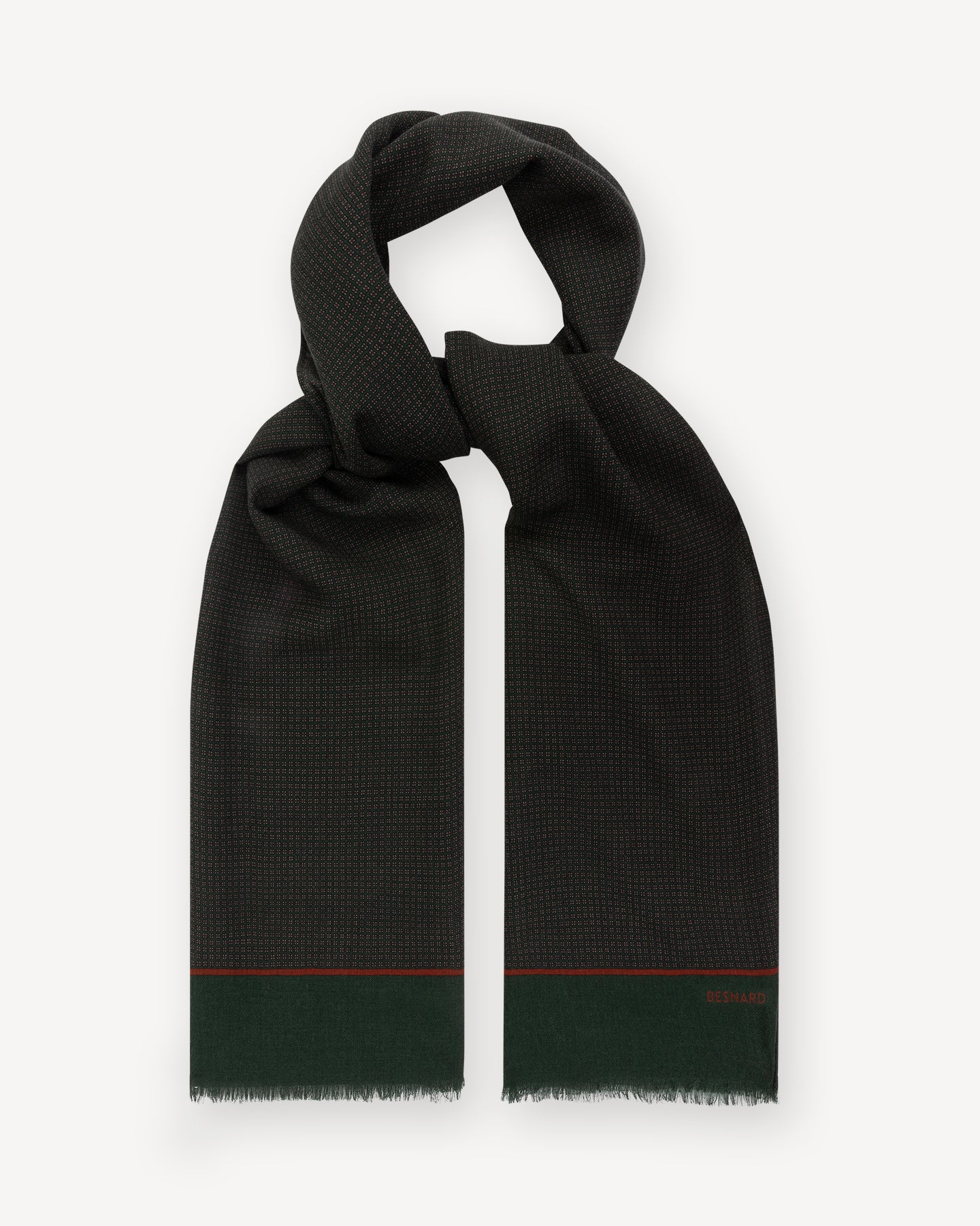 Green Red Pattern Wool Scarf