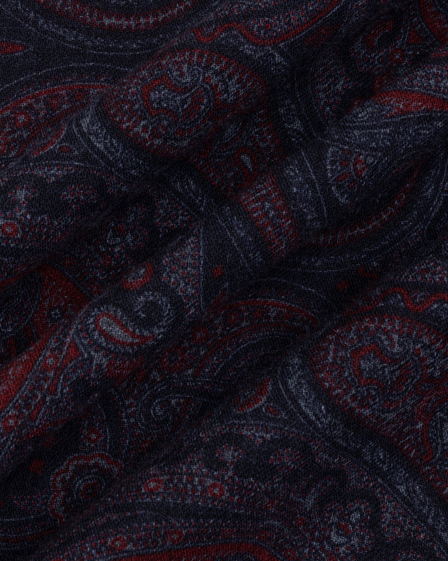 Navy Paisley Wool Scarf