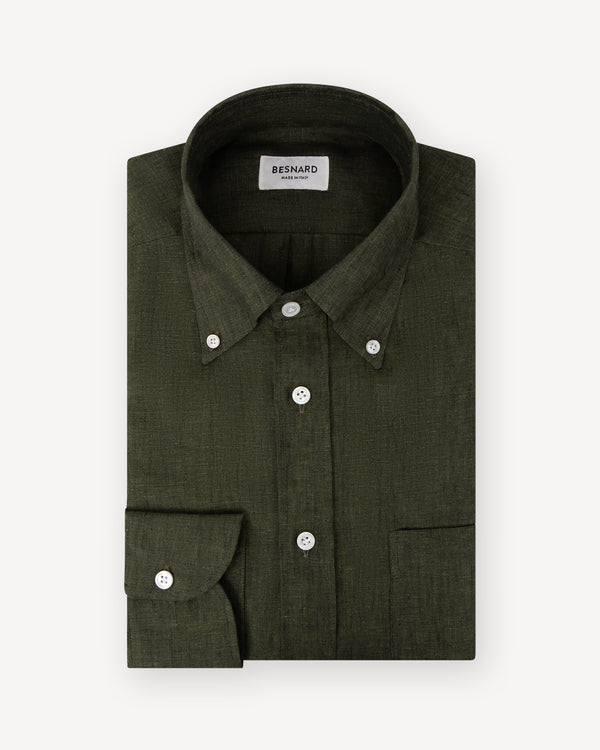 Forest Green Linen Shirt | Made in Italy